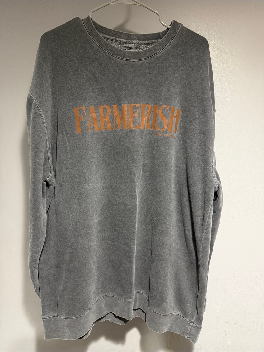 Farmerish Logo Crewneck Sweatshirt - Gray with Orange Print